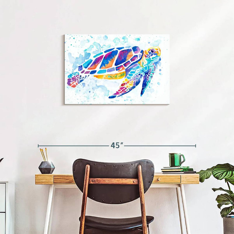 Brampt Vibrant Sea Turtle, 20" H x 30" W