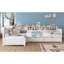Lit de jour simple pour 2 personnes, structure de lit simple en L avec 3 tiroirs de rangement, lit d'angle en bois avec bibliothèque, cadre de lit d'angle pour chambre à coucher, salon, blanc-1622900080