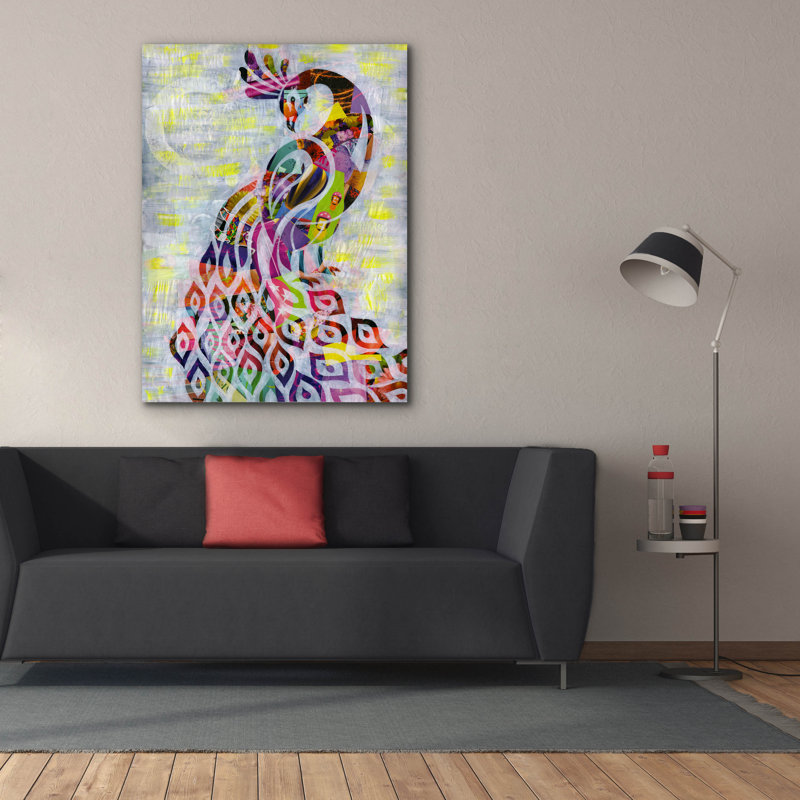 «Peacock» par Artpoptart, art mural sur toile, H 54 po x l 40 po x P 1,5 po