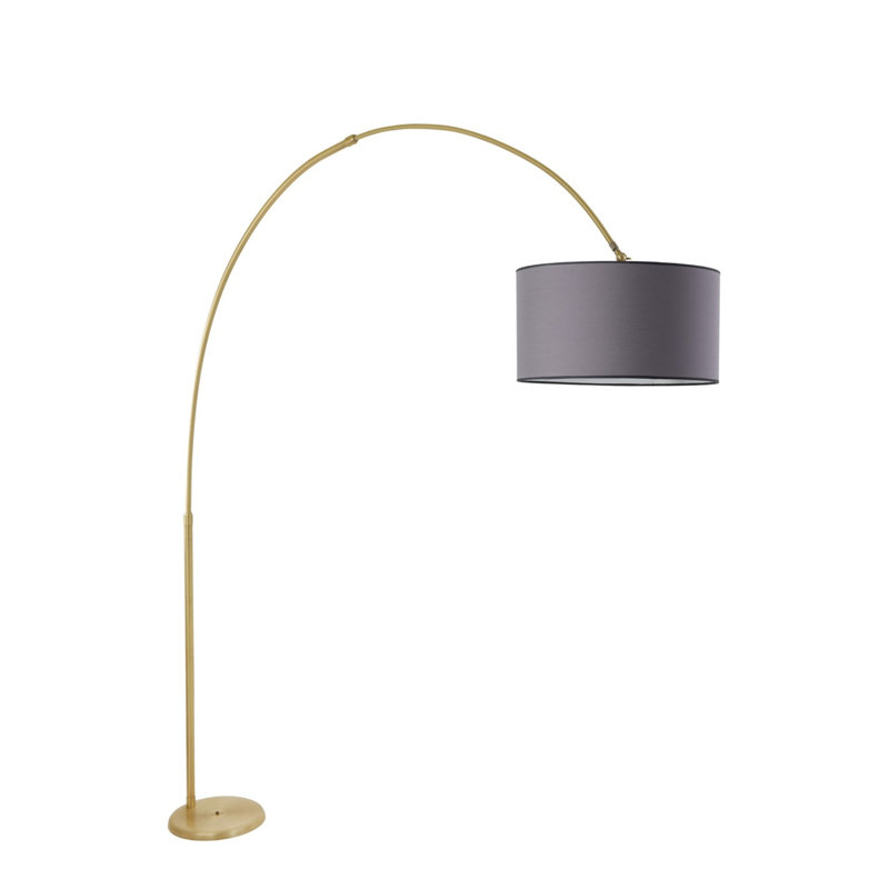 Ziggy 220cm Arched Floor Lamp, Light Grey, Gold