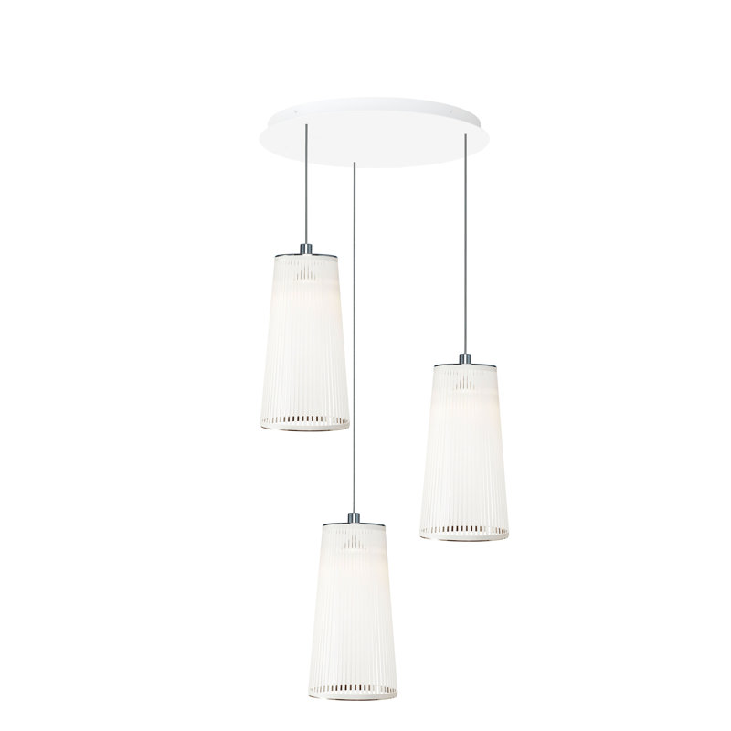 Solis 3 Pendant Chandelier, White, 52" H x 30" W x 30" D