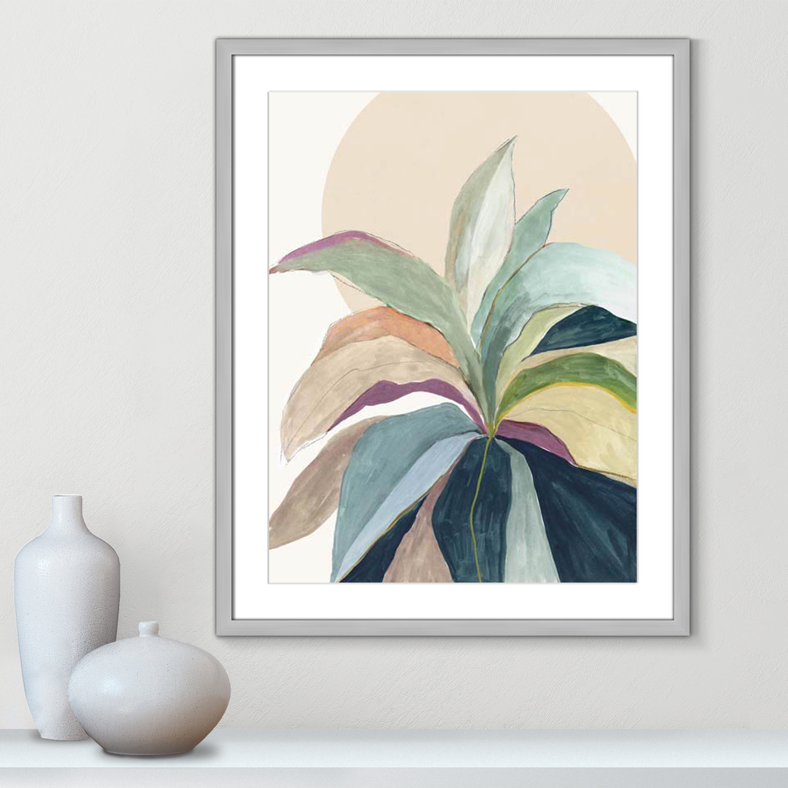 Sherbrooke Sunny Bright Leaves II by Asia Jensen Print, 29.5" H x 23.5" W x 2" D, Yes, Silver Single Picture Frame
