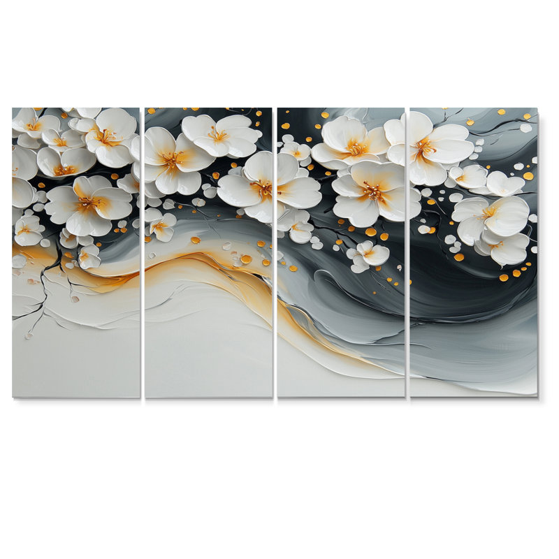 Velours fleurs de cerisier III - art mural fleur de cerisier - décoration murale traditionnelle, H 28 po x l 48 po, 4