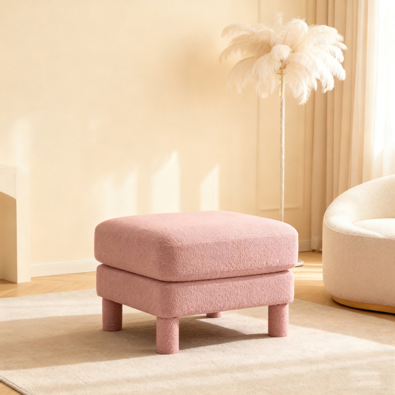 Repose-pieds en polyester avec quatre pieds robustes, Rose