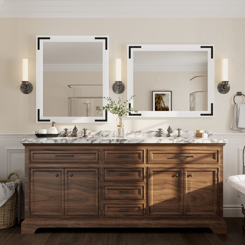 Miroir mural Amara Rustic Farmhouse, 36 po x 30 po, Blanc