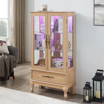 Vitrine lumineuse - Vitrine élégante en verre avec tablettes réglables