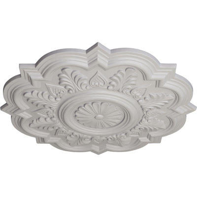 Endurathane Deria Ceiling Medallion, 20 1/4"OD x 1 1/2"P (Fits Canopies up to 6"), Hand-Painted Ultra Pure White Finish