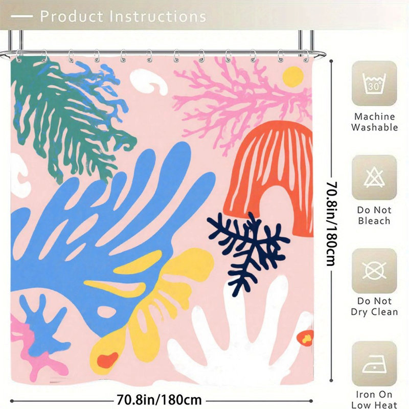 Rideaux de douche abstraits à motif de plantes tropicales pour salle de bain, 71 x 71
