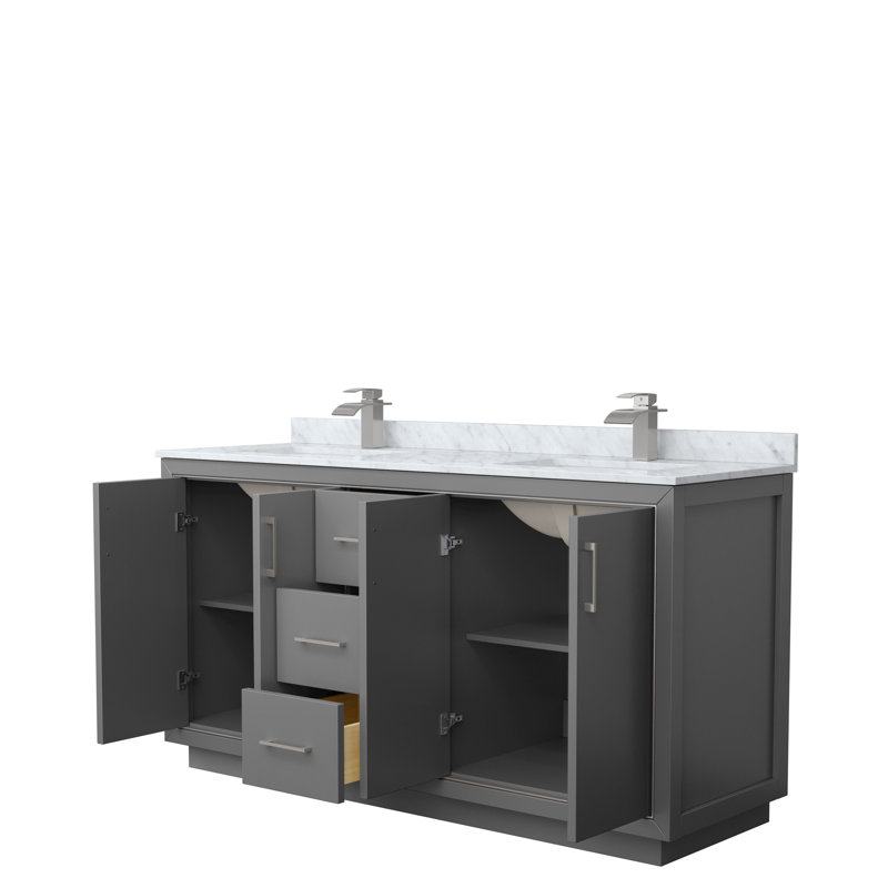 Icon 72" Double Bathroom Vanity Set, Brushed Nickel, Dark Gray, 72"