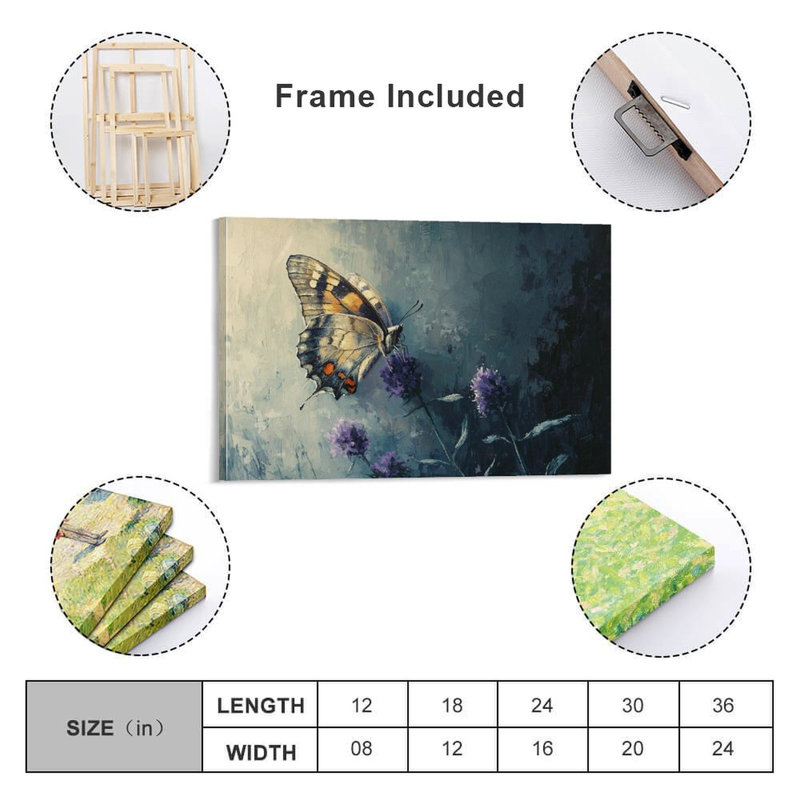 Toile encadrée 24 "x 36" avec cadre en bois, prête à être accrochée, 24 po x 36 po