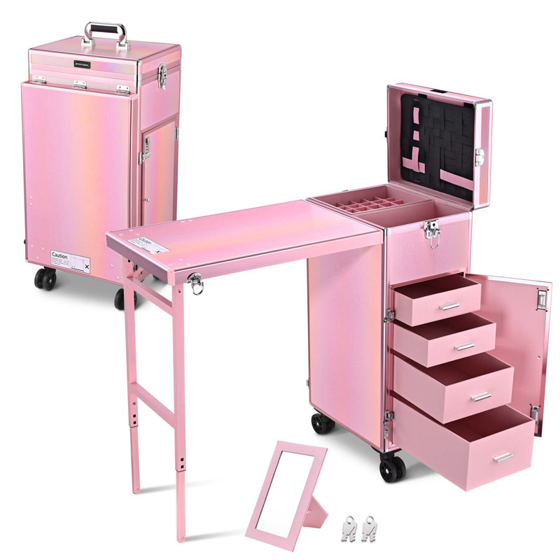 Organisateur de maquillage en polyuréthane (PU), Rose