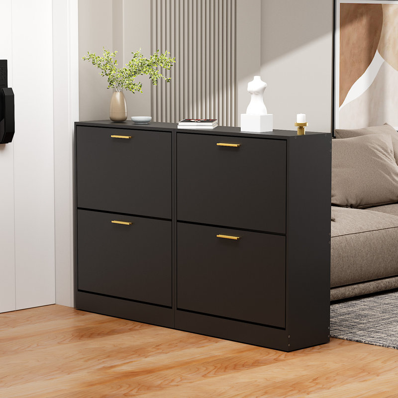 10 Pair Shoe Storage Cabinet, Black
