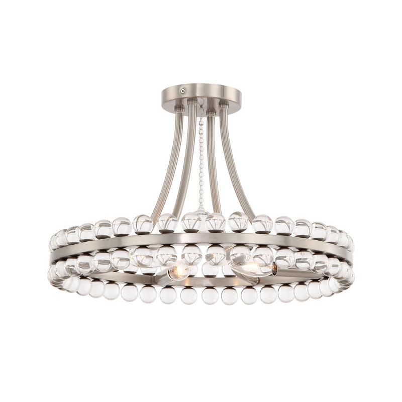 Plafonnier semi-encastré 4 lumières 18 po Cassian, Nickel brossé