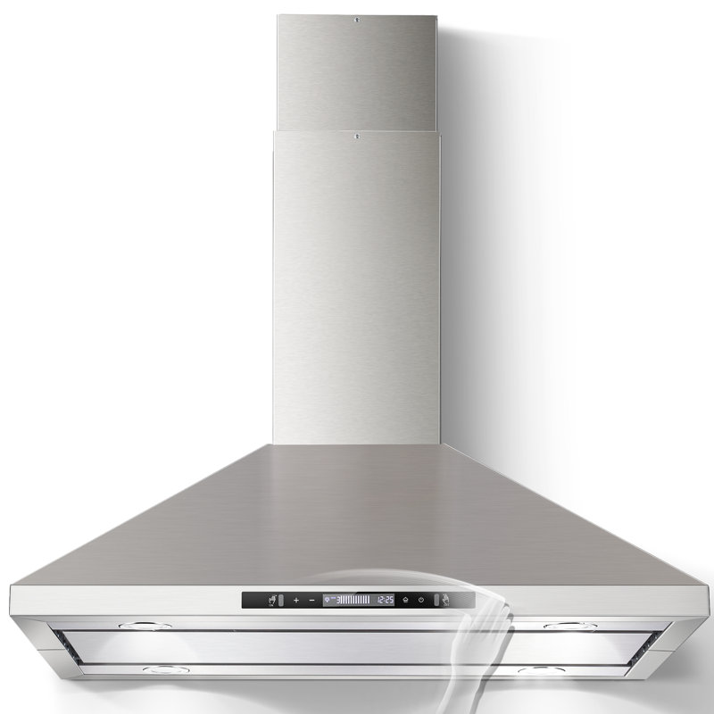 Hotte de cuisine à fixation au plafond pour îlot de cuisine de 700 pi³ / min avec commande par geste / tactile, ventilateur à 3 vitesses et 4 lumières DEL, sans conduit / conduit convertible, filtres à chicane en acier inoxydable, réglage de l'heur