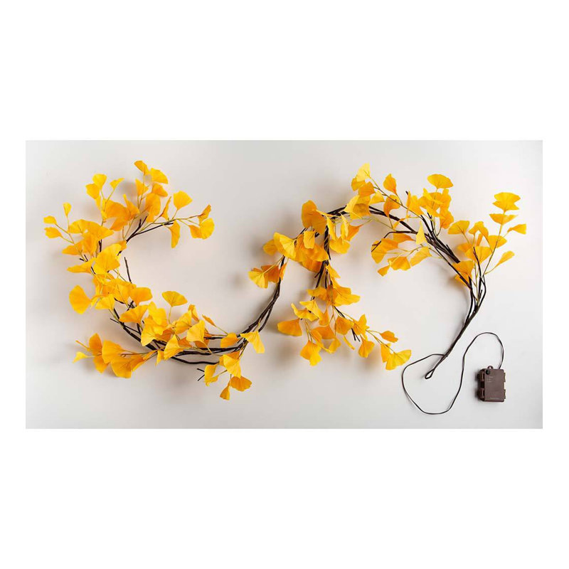 Indoor/ Outdoor Battery-Operated Lighted Ginkgo Garland
