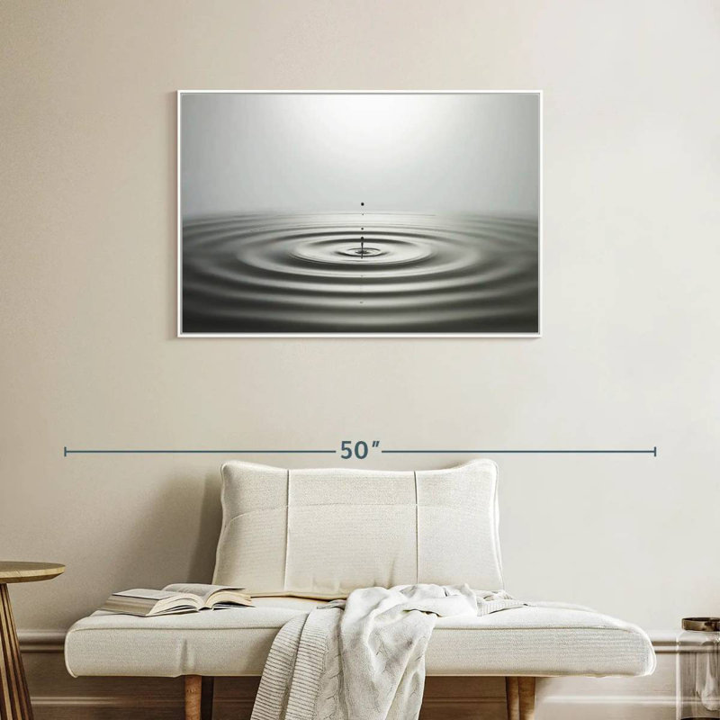 Water Droplet Ripple, Floating Frame White, 37" X 25"