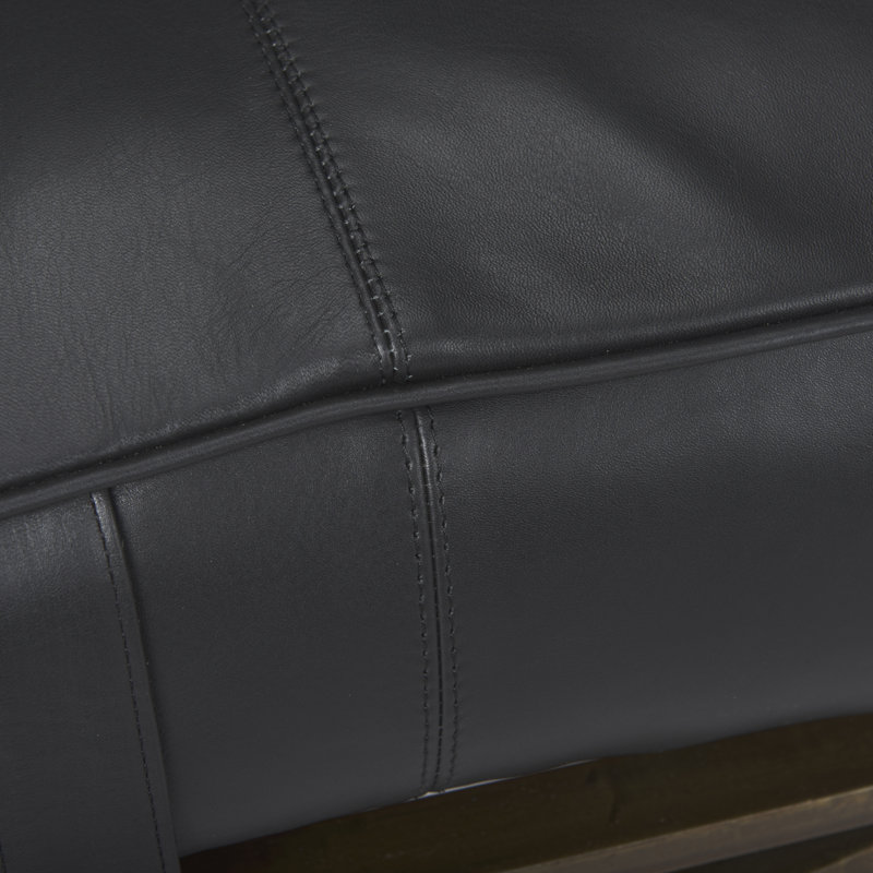Magnolia Upholstered Bench, Black Genuine Leather