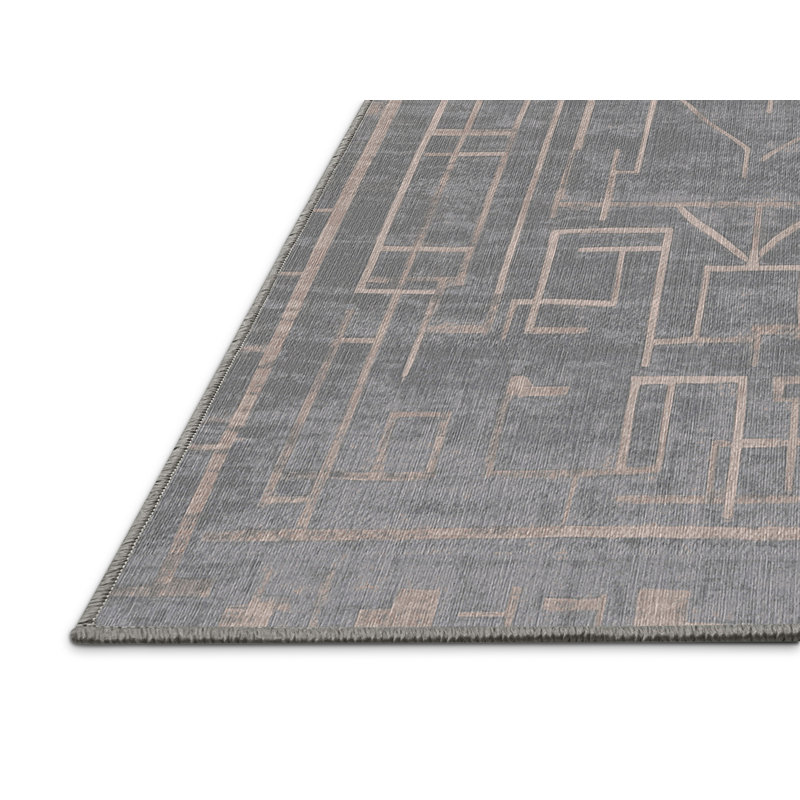 Machine Washable Gray Area Rug, Runner 2' x 5'