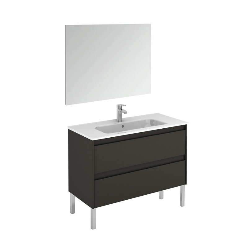 Ambra 39.6'' W Single Vanity, 39.6", Glossy Anthracite