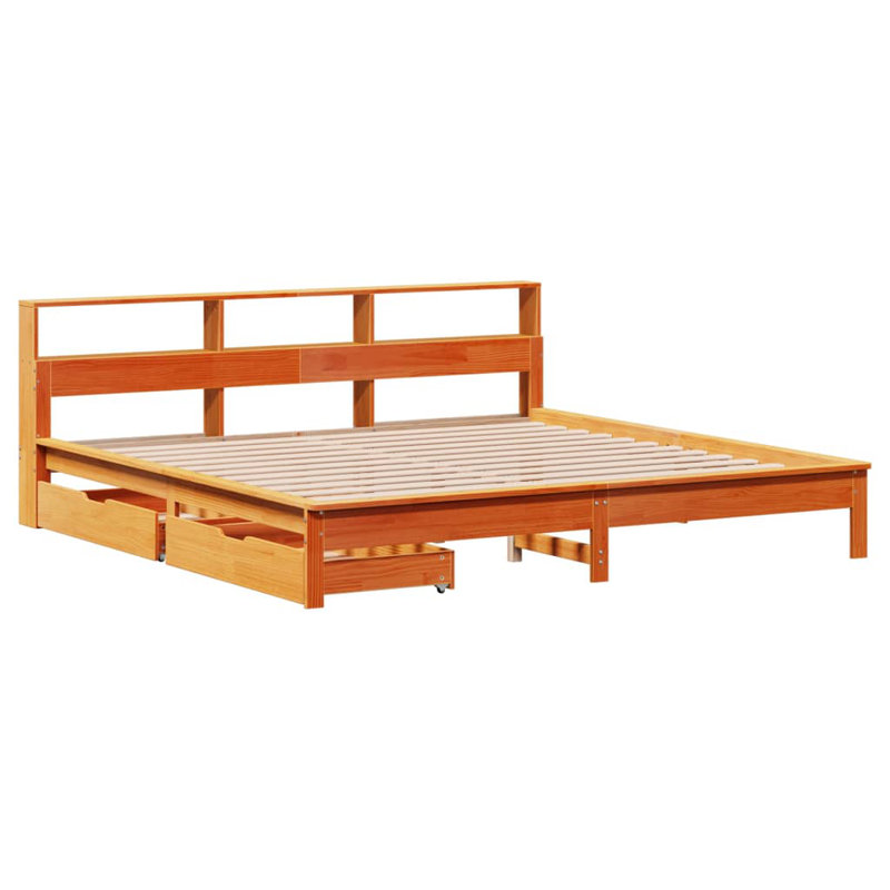 Juengel Solid Wood Storage Bed, European Kingsize (160 x 200cm), Wax Brown