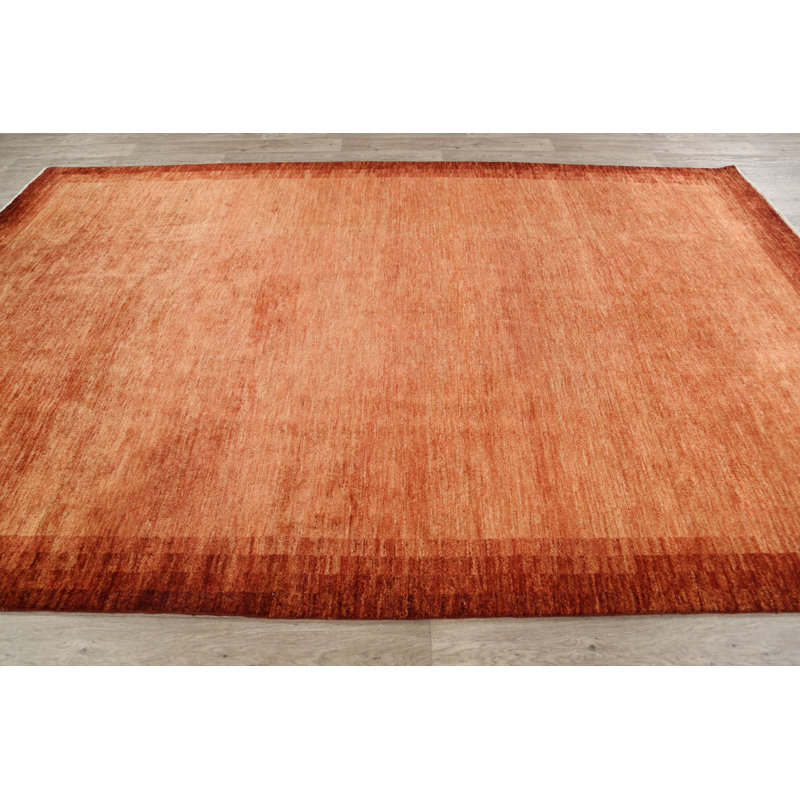 Tapis décoratif en laine de conception unique 6 pi 8 po x 10 pi 4 po noué à la main New Age
