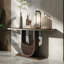 Console en métal et en bois de style italien.-257169331