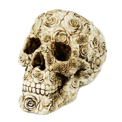 Figurine de crâne à fleur rose Bozrah