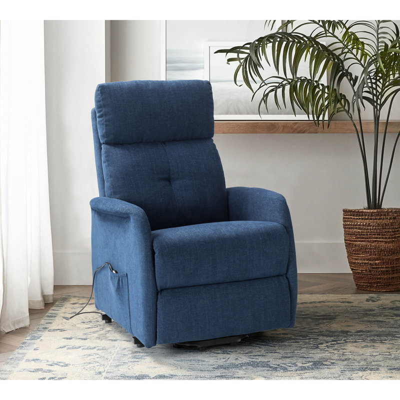 Fauteuil inclinable électrique avec dossier capitonné Armenuhi, Polyester marine