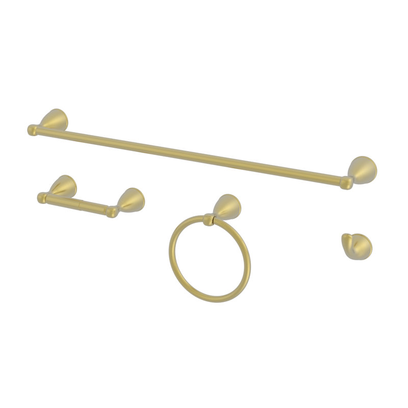 4 - Piece Bathroom Hardware Set, Matte Gold