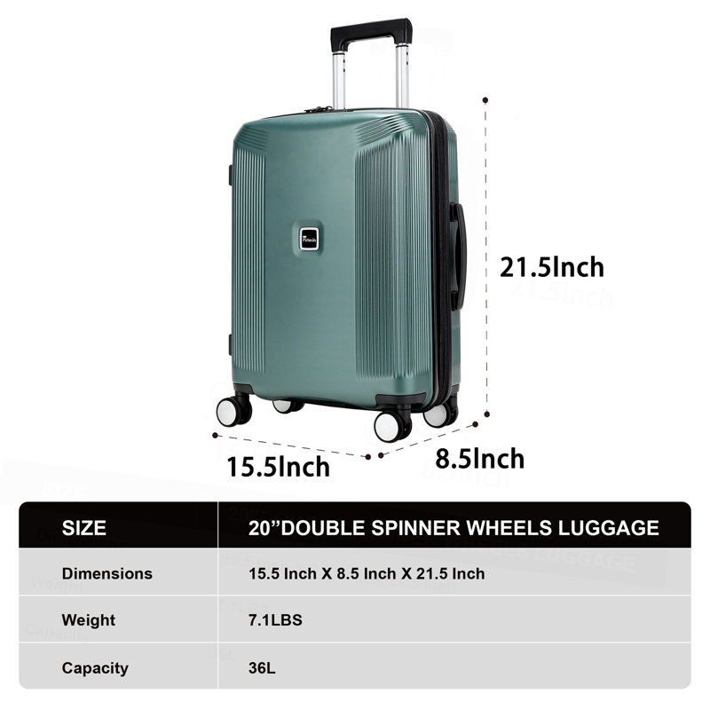 Valise de transport extensible légère de 20 pouces, valise rigide en PC avec roulettes et verrou TSA