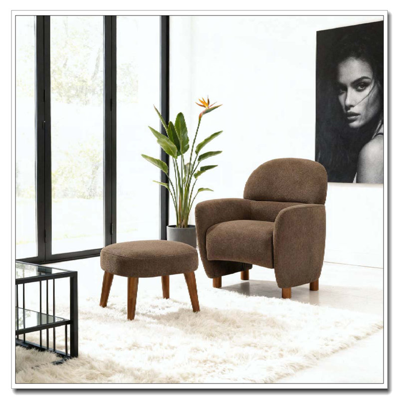 Chaise de loisir rembourrée avec repose-pieds, Brun