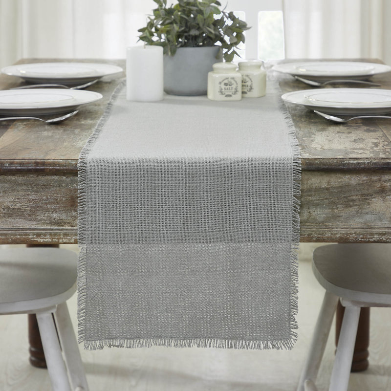 Tapis de couloir en toile de jute gris frangé, gris, L 72 po x l 12 po