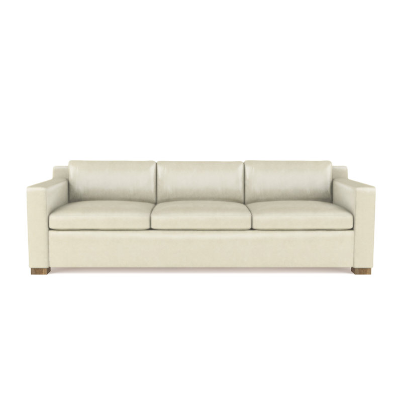 Mercer Track-Arm Sofa, Weathered, 33.5" H x 108" W x 39" D, Vintage Leather Alabaster
