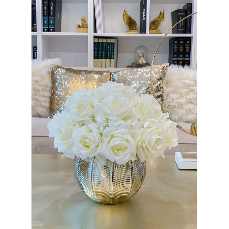White Large Real Touch Flower Arrangement Dining Table Centerpiece