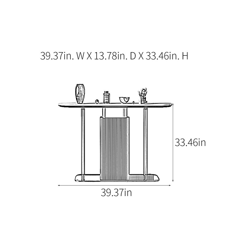 Console Modern Minimalist Luxury Art, H 33,46 po x l 39,37 po x P 13,78 po, Noir et or