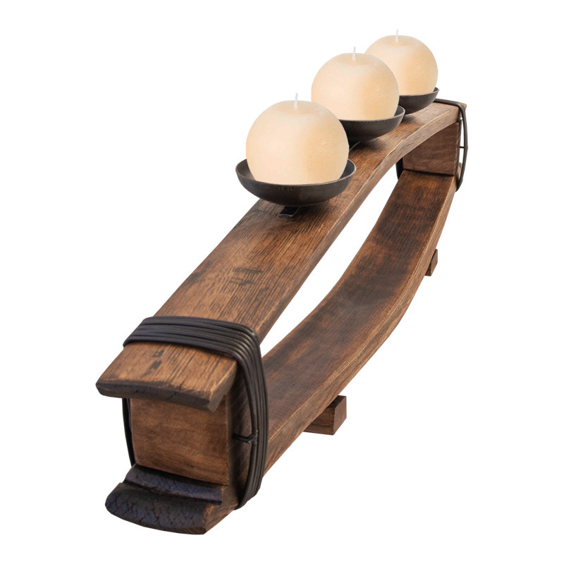 Aged Oak Tabletop Candle Holder