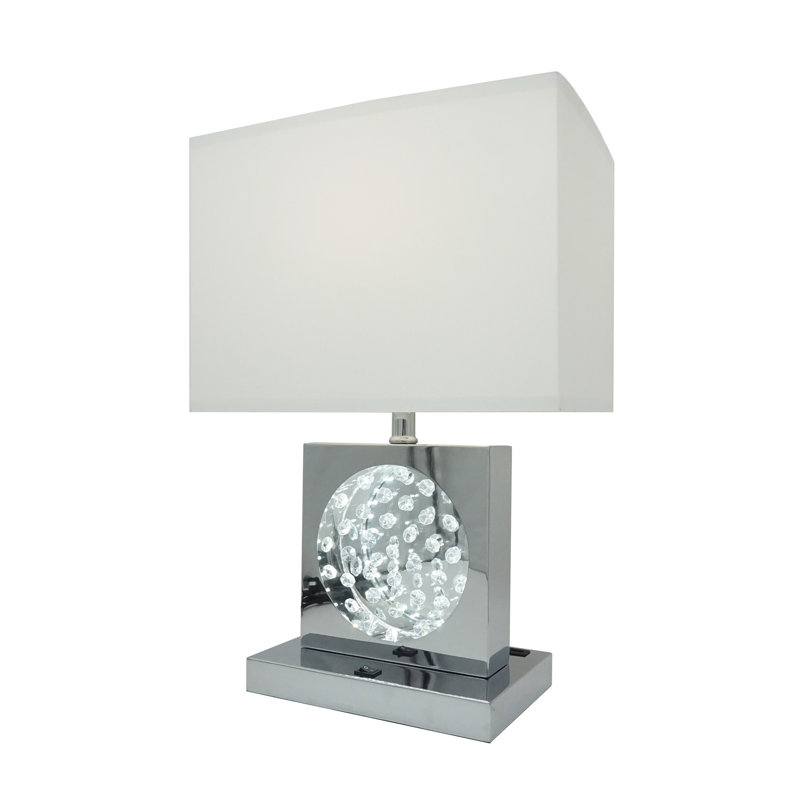 Abat-jour rectangulaire en cristal 1pc, Argent argent, Blanc