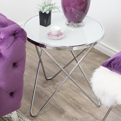 Krista Glass Top Cross Legs End Table