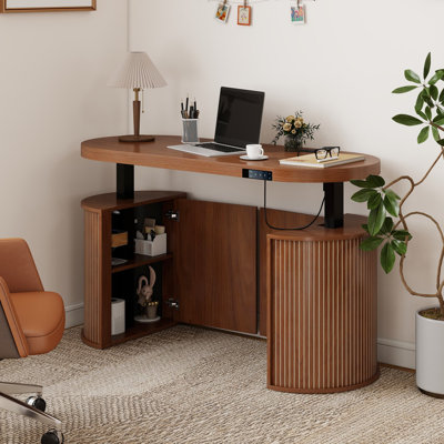 Electric Standing Desk With Storage, Home Office Height Adjustable Standing Desk With Cabinet