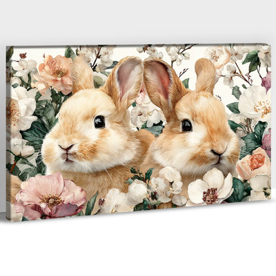 Art mural de lapin de Pâques GUTTATY, décoration murale de photos de lapin de Pâques au printemps, décorations murales de fleurs de lapin et de printemps, impressions de Pâques pour le salon, la chambre à coucher, la chambre d'enfant, la chambre de bébé prête à être suspendue 20 po x 30 po