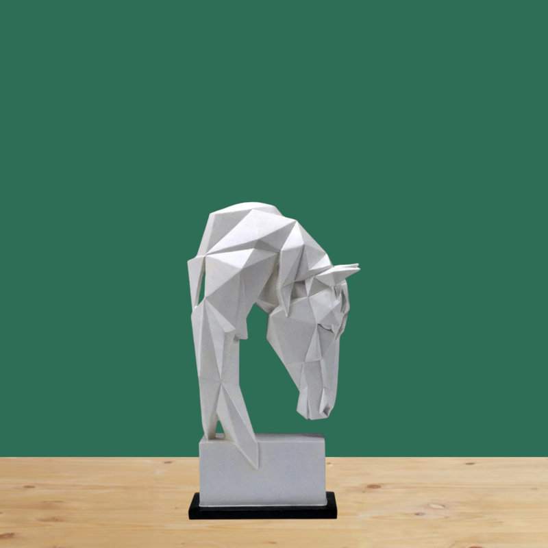 Geometric Horse Head Statue For Home Office Décor