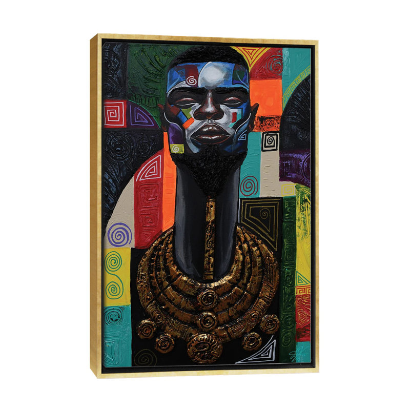«King Vibes», reproduction d'art sur toile encadrée, H 26 po x l 18 po, Impression encadrée sans passe-partout, Doré