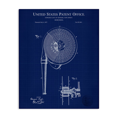 Hose Reel Blueprint Canvas Wall Art by Karl Hronek