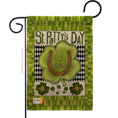 Heathcliff Luck of the Irish Clover Impressions Decorative 2-Sided Burlap 18.5 x 13 in. Garden Flag