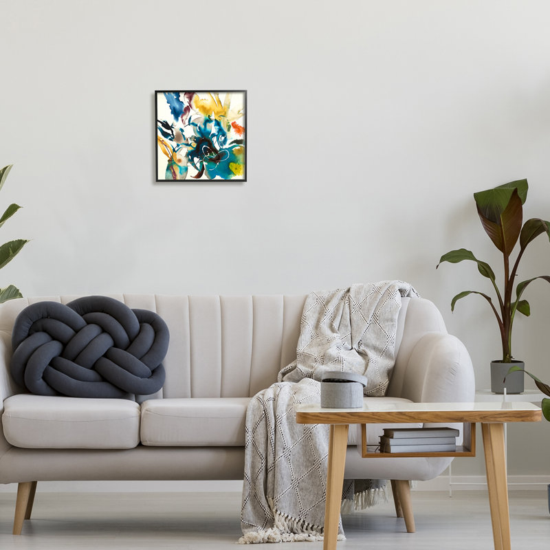 «Abstract Botanical Splash» par Liz Jardine, Giclée encadrée noir minuit, H 12 po x l 12 po x P 1,5 po