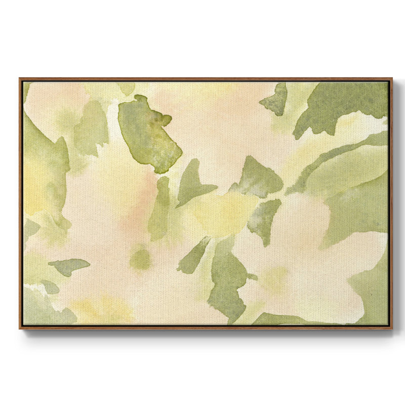 " Verdant Floral Abstract I ", 27" H x 41" W x 2" D, Walnut