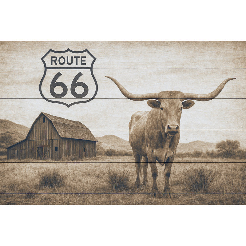 Route 68, art mural sur toile rustique de l'Ouest