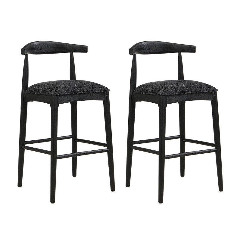 Tabouret de bar en tissu noir (ensemble de 2), Siège noir / cadre noir