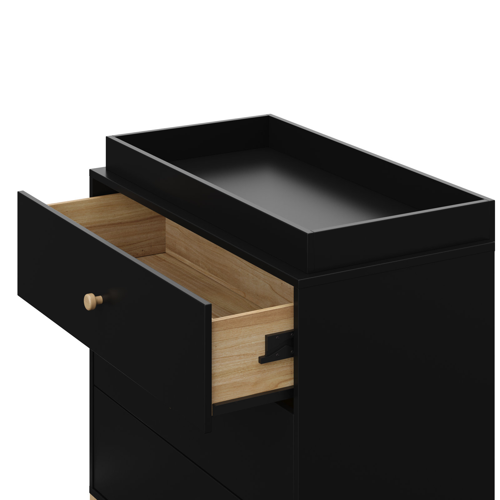 California 3-Drawer Changing Table Dresser, Black