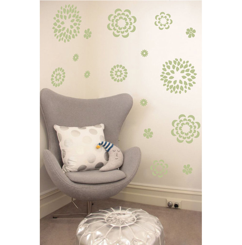 Adhésif décoratif motif floral, H 38 po x l 48 po x P 0,01 po, Céladon
